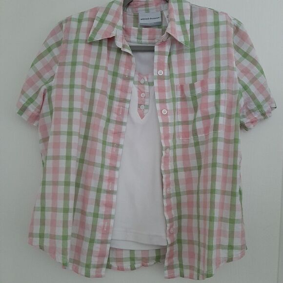 Alfred Dunner Checkers Button Down Shirt size 10P - Picture 1 of 7